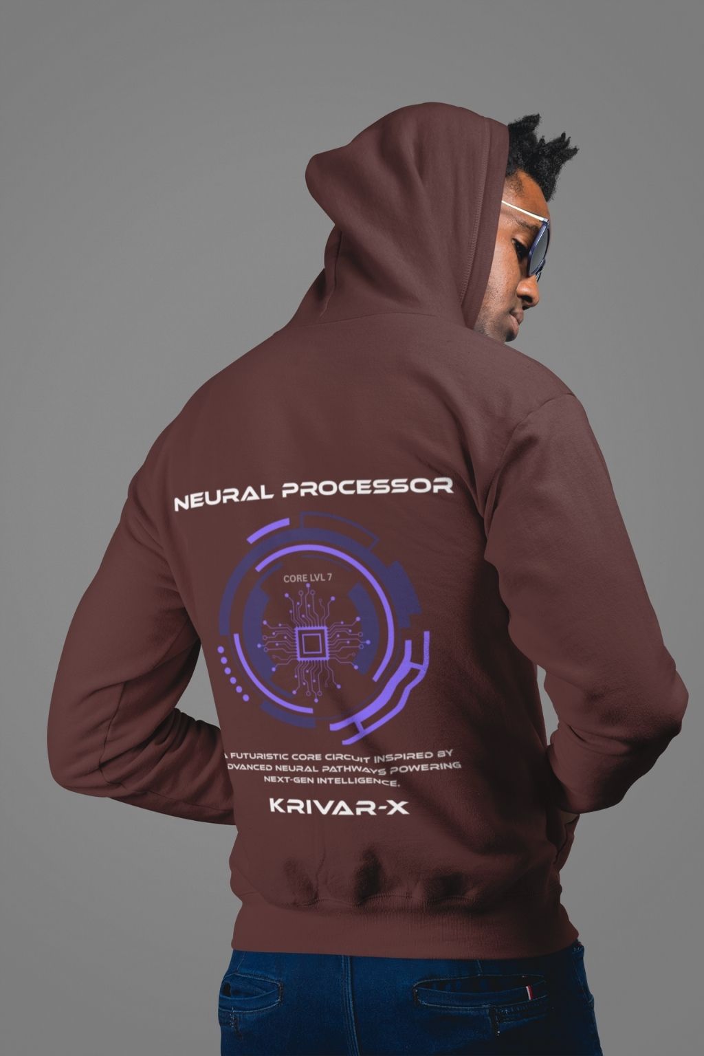 Neural Processor Oversized Graphic Hoodie-AI Streetwear-KRIVARX