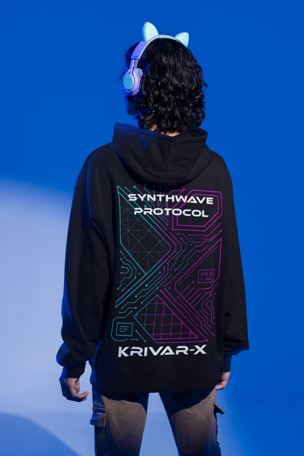 Oversized Cyberpunk Hoodie-Futuristic Techwear-KRIVARX